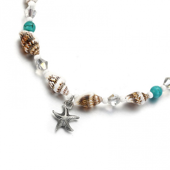Picture of Anklet Green Blue Star Fish 25cm(9 7/8") long, 1 Piece