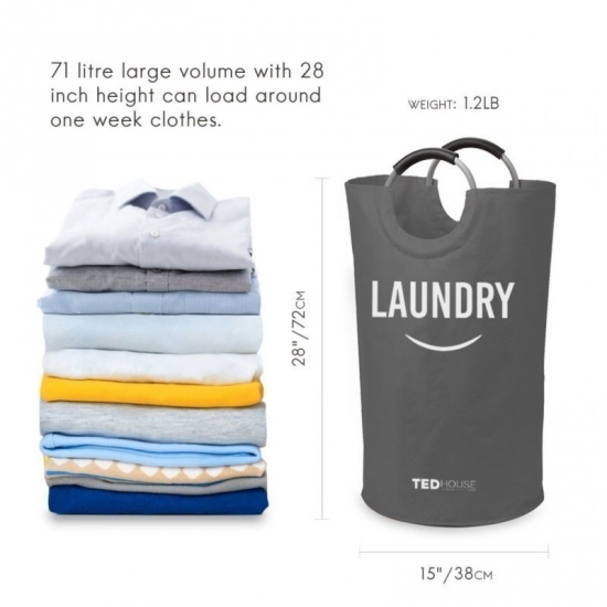 Picture of Oxford Fabric Clothes Laundry Basket Bag Deep Blue 72cm x 38cm, 1 Piece