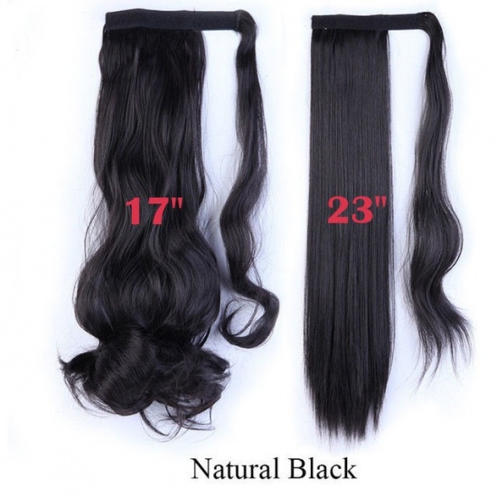 Picture of High Heat Resistant Fiber Ponytail Straight Hair Synthetic Wigs Black 58cm, 1 Piece