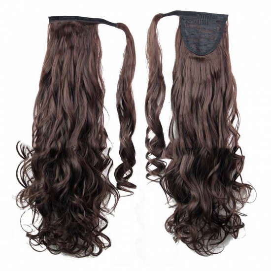 Picture of High Heat Resistant Fiber Ponytail Curly Hair Synthetic Wigs Coffee 43cm, 1 Piece
