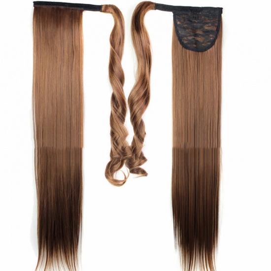 Picture of High Heat Resistant Fiber Ponytail Straight Hair Synthetic Wigs Brown 58cm, 1 Piece