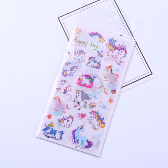 Picture of PVC DIY Scrapbook Deco Stickers Multicolor Unicorn 17.5cm x 9cm, 1 Packet ( 6 PCs/Packet)