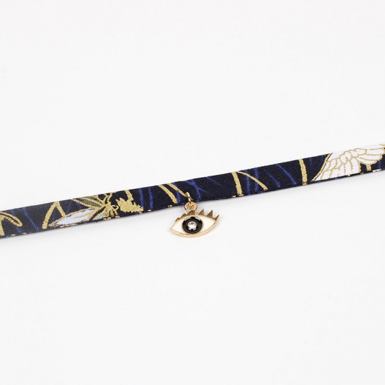 Picture of Fabric Choker Necklace Black Eye Enamel 30cm(11 6/8") long, 1 Piece