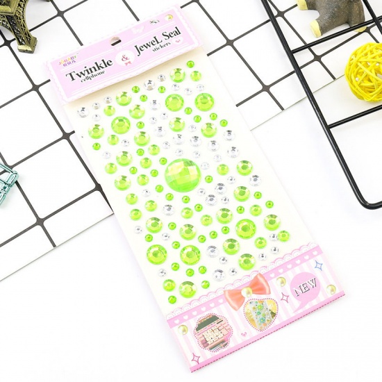 Picture of Acrylic DIY Scrapbook Deco Stickers Green Round 18cm x 8.2cm, 2 Sheets