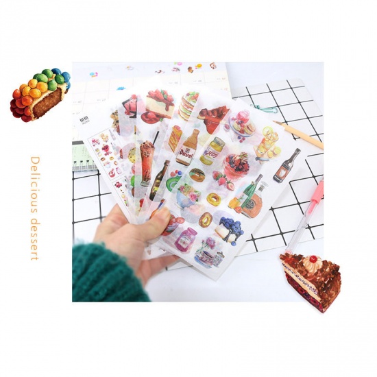 Picture of Paper DIY Scrapbook Deco Stickers Multicolor Cake Ice cream 16cm x 9cm, 1 Set ( 6 PCs/Set)