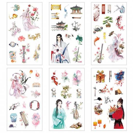 Immagine di Carta DIY Decorazione Di Scrapbook Adesivi Multicolore Fiore Uomini 16cm x 9cm, 1 Serie ( 6 Pz/Serie)