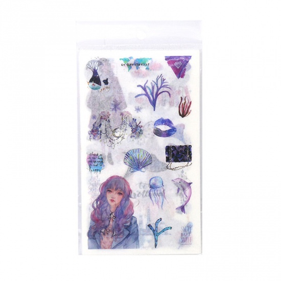 Picture of Paper DIY Scrapbook Deco Stickers Multicolor Flower Person 16cm x 9cm, 1 Set ( 6 PCs/Set)