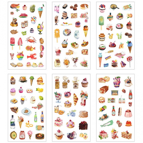 Изображение Бумага Наклейки Разноцветный Торт Пища 16см x 9см, 1 Комплект ( 6 ШТ/Комплект)