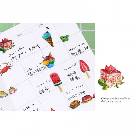 Picture of Paper DIY Scrapbook Deco Stickers Multicolor Cake Food 16cm x 9cm, 1 Set ( 6 PCs/Set)