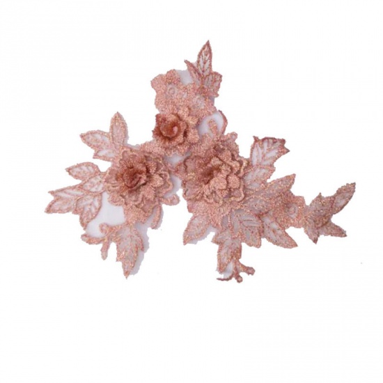 Immagine di Poliestere Applique DIY Scrapbooking Craft Rosa Fiore 19cm x 15cm, 1 Pz