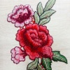 テリレン 刺繍 アップリケ DIY スクラップブッキング クラフト 赤 ローズ 30cm x 12cm、 1 ペア ( 2 個/セット) の画像