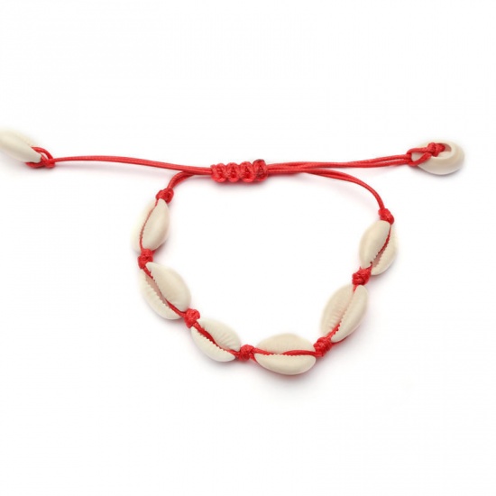 Picture of Natural Shell Ocean Jewelry Bracelets White Woven 20cm(7 7/8") long, 1 Piece