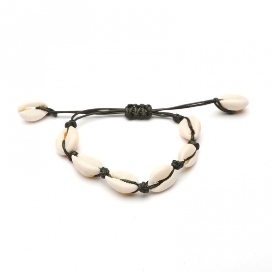 Picture of Natural Shell Ocean Jewelry Bracelets White Woven 20cm(7 7/8") long, 1 Piece