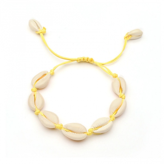 Picture of Natural Shell Ocean Jewelry Bracelets Yellow Woven 20cm(7 7/8") long, 1 Piece